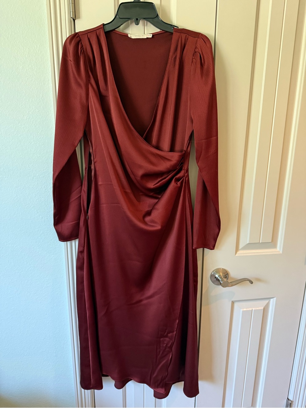 Lush Deep Burgundy Wrap Midi Dress